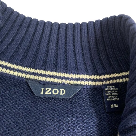 IZOD Mens Medieval Blue Nordic Pattern Knit Sweater Medium - Picture 5 of 10